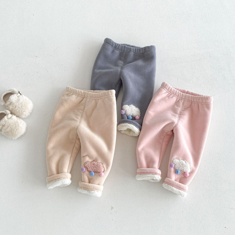 【BABY&KID】冬新作ぽんぽんワッペンあったかレギンスSK103026