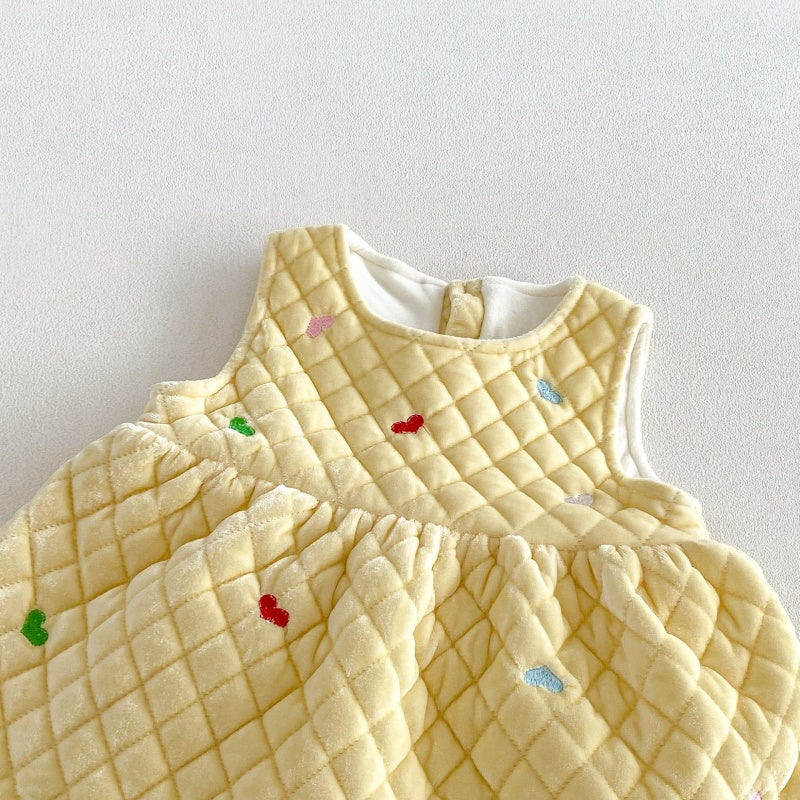 【BABY&KID】ベルベットハート刺繍ワンピース、フリル襟ニットSK108111