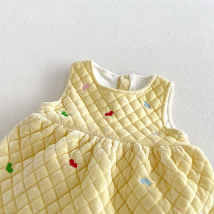 【BABY&KID】ベルベットハート刺繍ワンピース、フリル襟ニットSK108111