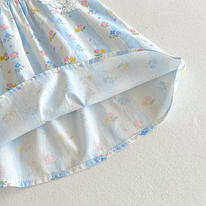 【姉妹服】夏新作 レースキャミ小花柄ロンパース、ワンピースSK081628