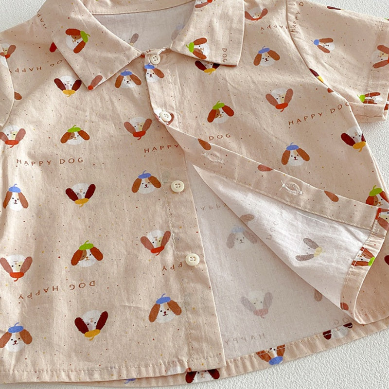 【BABY】夏新作わんちゃん総柄シャツ＆ショートパンツSK104519