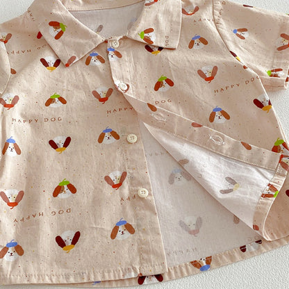 【BABY】夏新作わんちゃん総柄シャツ＆ショートパンツSK104519