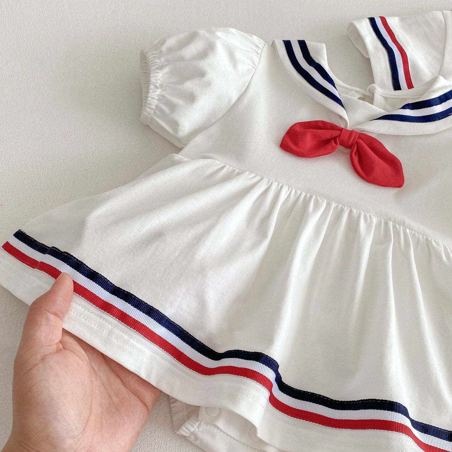【BABY】夏新作  セーラーワンピース風ロンパース、オールインワンSK061608