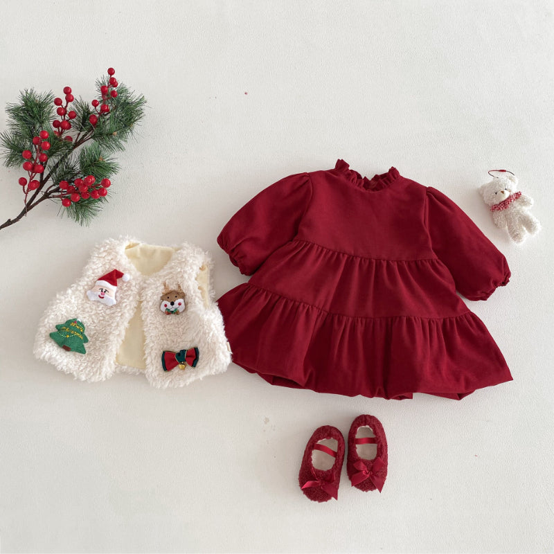 【BABY&KID】冬新作無地中綿厚手ワンピースSK103036