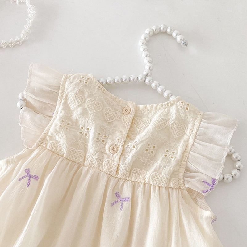 【BABY】夏新作 刺繍蝶結び柄ロンパースSK090602