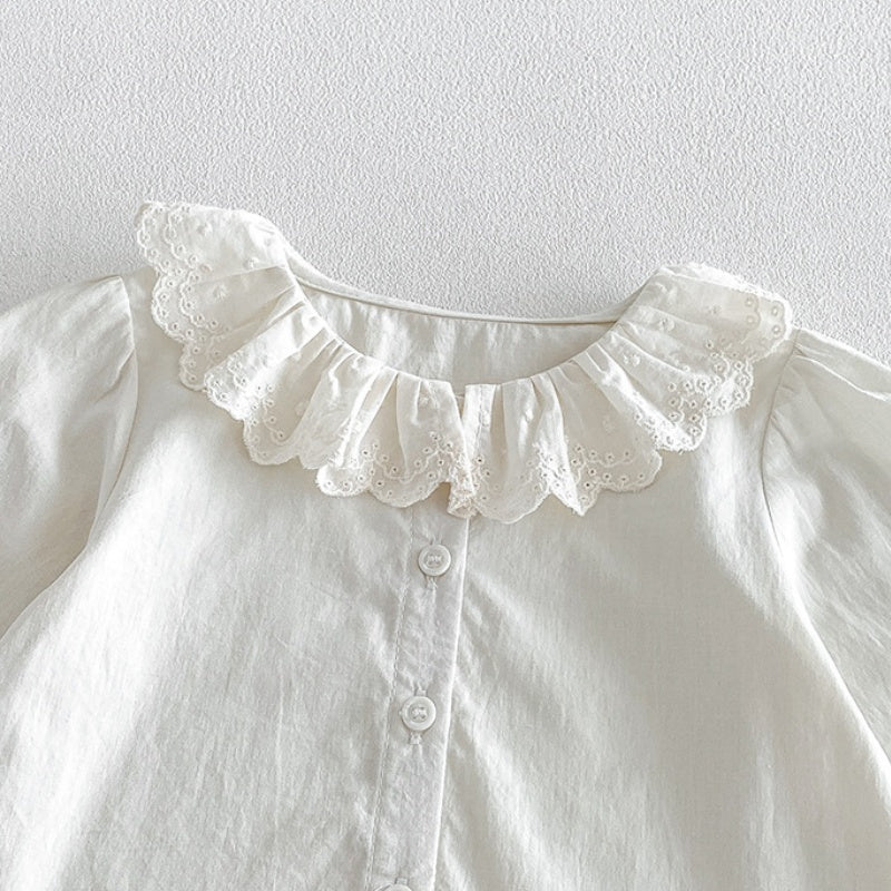 【BABY】チェックサロペットロンパース＆レース襟シャツSK106804