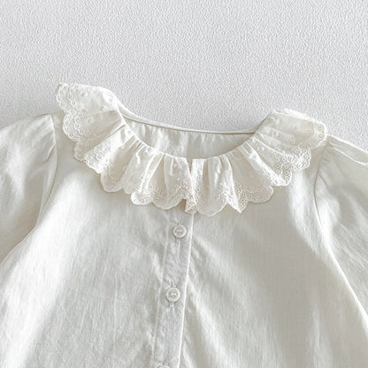 【BABY】チェックサロペットロンパース＆レース襟シャツSK106804