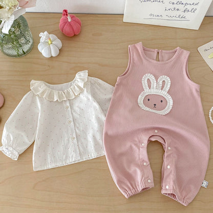 【BABY】おしゃれうさぎロンパース、カバーオール、ドットガールシャツSK103716