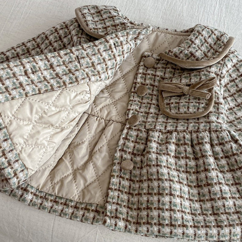 【BABY】冬新作リボンポケットウール中綿コートSK102727