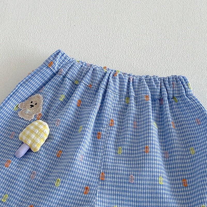 【BABY】夏新作カートゥーンチェックセットアップSK105309