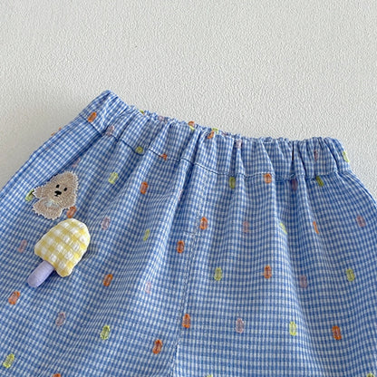 【BABY】夏新作カートゥーンチェックセットアップSK105309