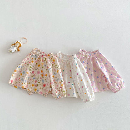 【BABY&KID】蝶結び、うさぎ、花柄プリントシャツSK104116