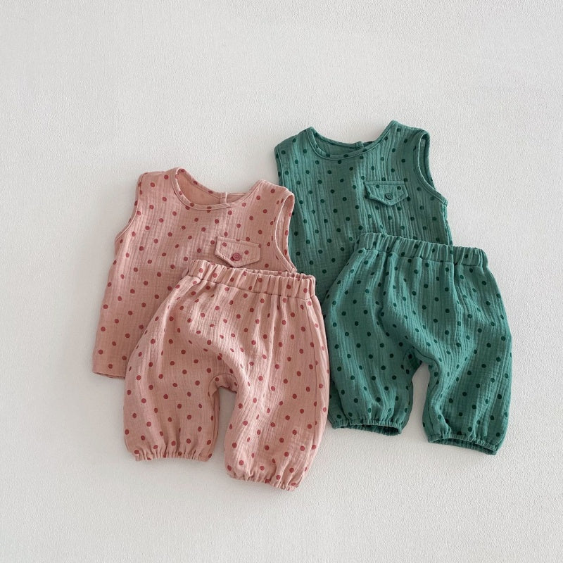 【BABY&KID】夏新作シンプルドットセットアップSK104620
