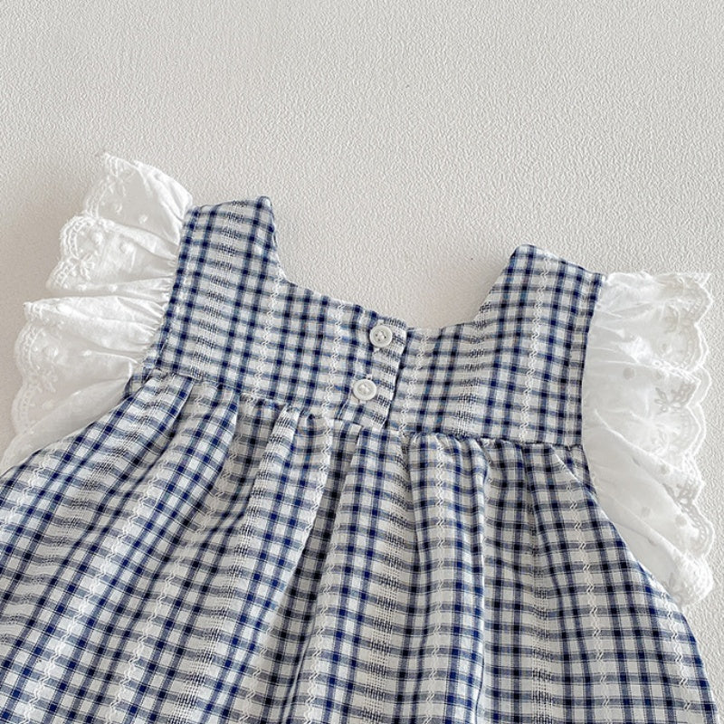 【BABY】夏新作チェックフリルスリーブセットアップSK104812