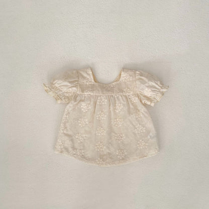 【BABY】夏新作 刺繍トップス＆リボンショートパンツセットアップSK071913