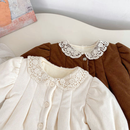 【BABY&KID】冬新作レース襟裏起毛コットンコートSK102731