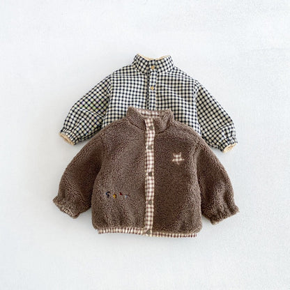 【BABY&KID】冬新作リバーシブル厚手ジャケット、折り返しパンツSK107715