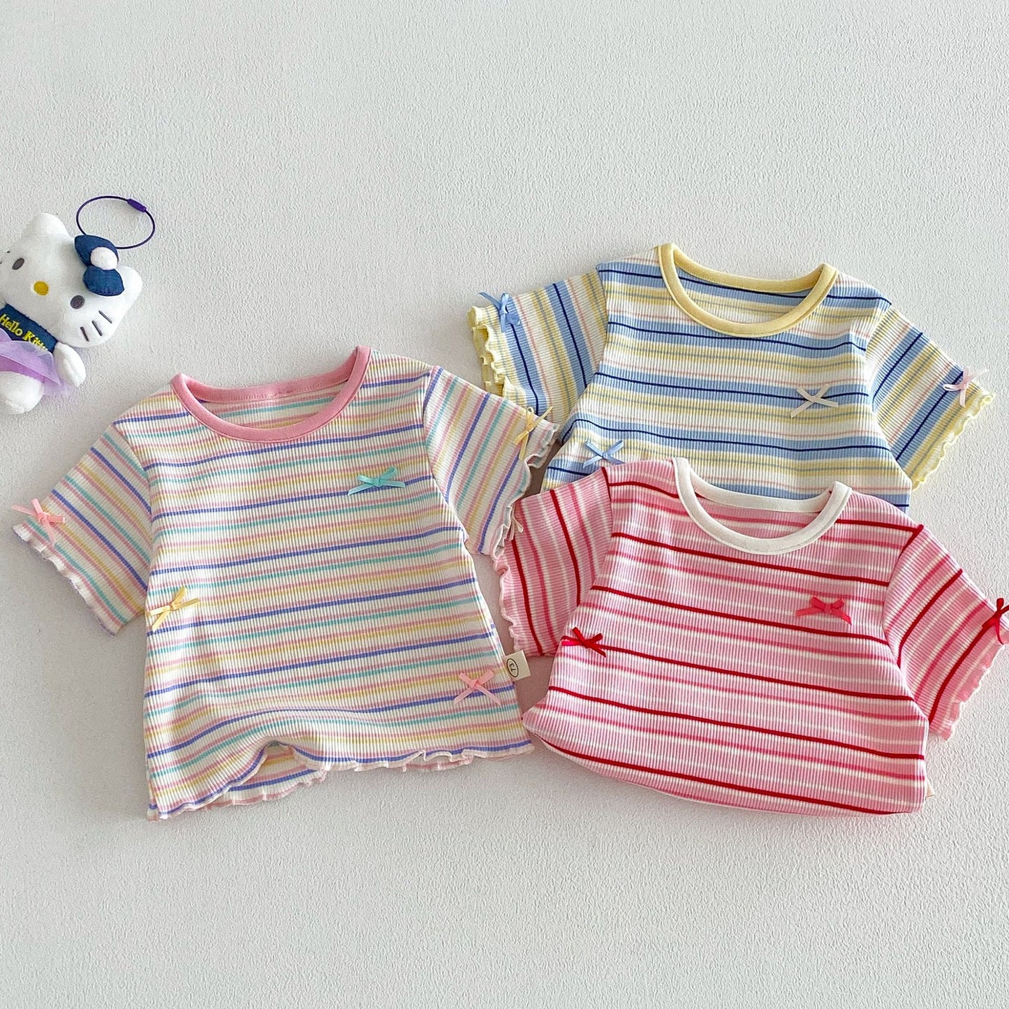 【BABY&KID】夏新作 配色ボーダーTシャツSK105101