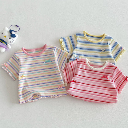 【BABY&KID】夏新作 配色ボーダーTシャツSK105101