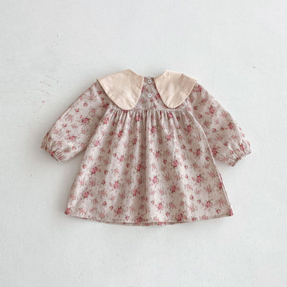 【BABY&KID】花柄刺繍スクエアネックワンピースSK011016