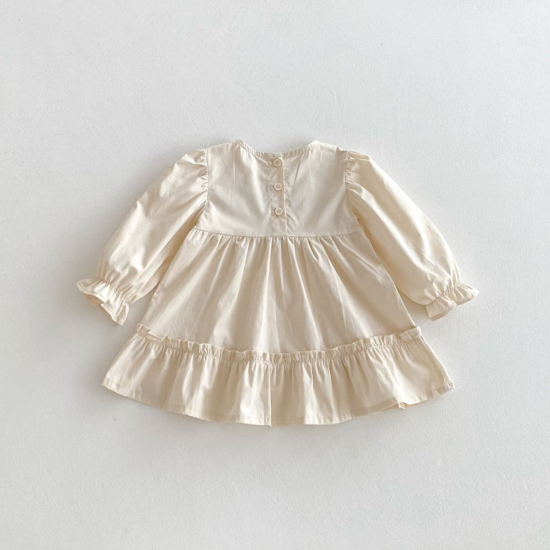 【BABY&KID】長袖花柄刺繍ワンピースSK011004