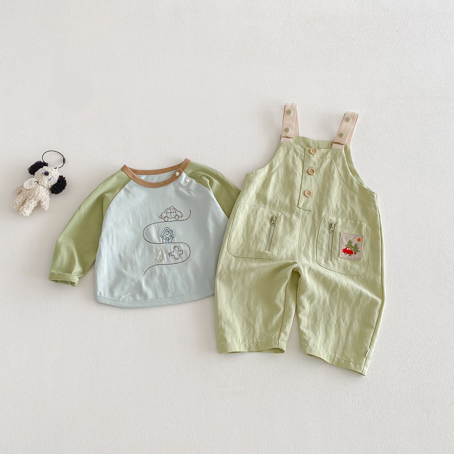 【BABY&KID】韓国風ワッペンサロペットパンツSK103502
