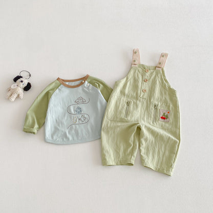 【BABY&KID】韓国風ワッペンサロペットパンツSK103502
