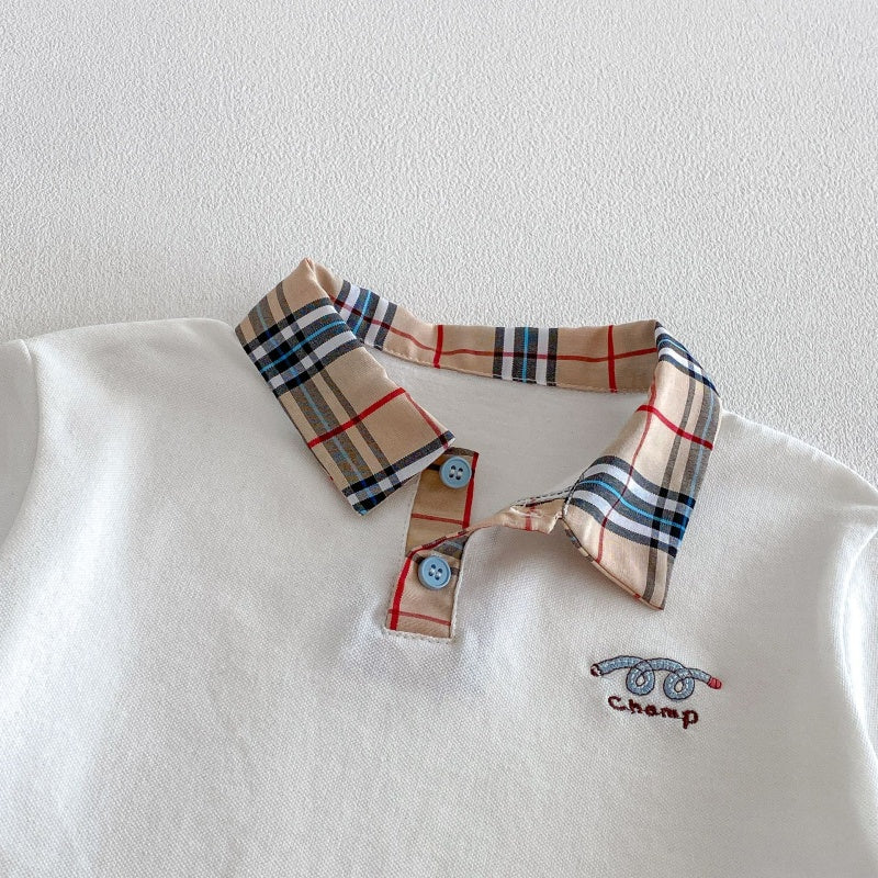 【BABY&KID】夏新作韓国風刺繍ロゴ半袖Tシャツ、チェックショートパンツSK105023