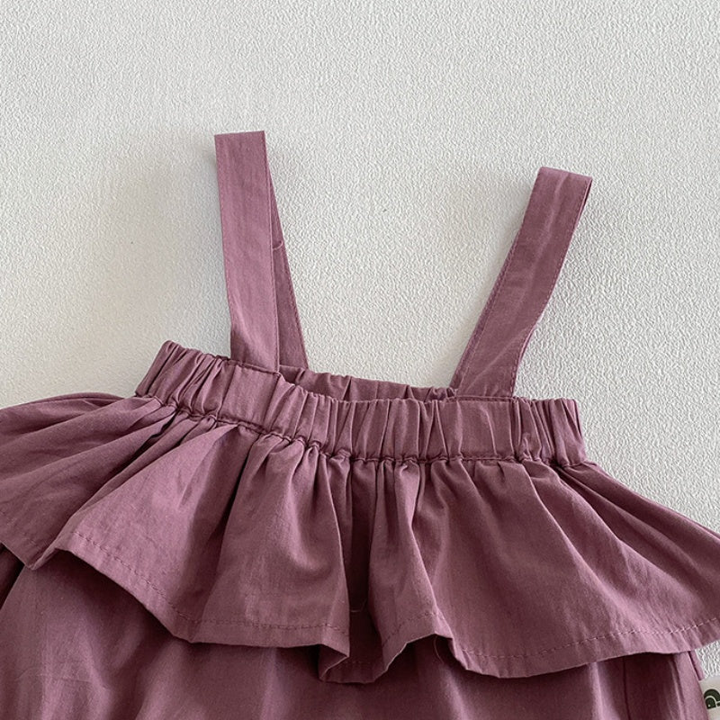 【BABY】夏新作フリル襟小花柄ブラウス＆サロペットロンパースSK104508