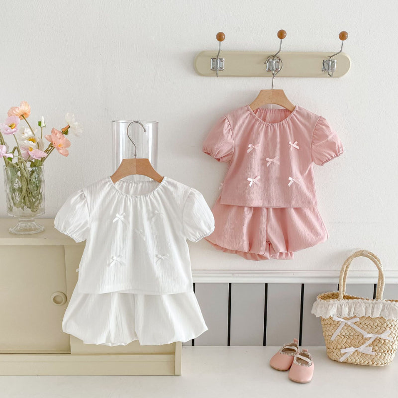 【BABY&KID】夏新作 無地蝶結びセットアップSK092226