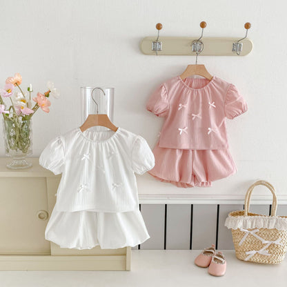 【BABY&KID】夏新作 無地蝶結びセットアップSK092226
