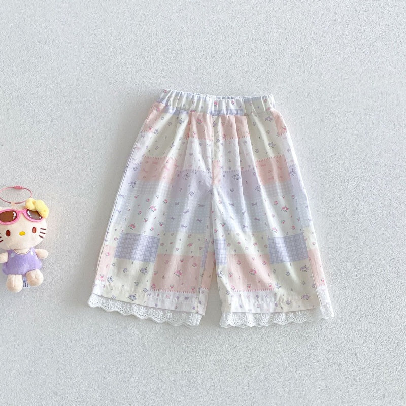 【BABY&KID】夏新作総柄フリルストレートパンツSK105909