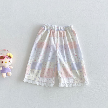 【BABY&KID】夏新作総柄フリルストレートパンツSK105909