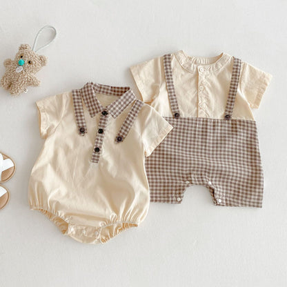【BABY】夏新作 プリンスチェックロンパース、オールインワンSK062328