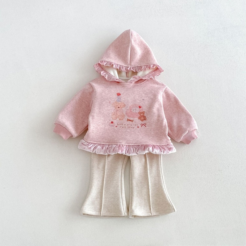 【BABY&KID】冬新作くまプリントトレーナー、フレアパンツSK108524