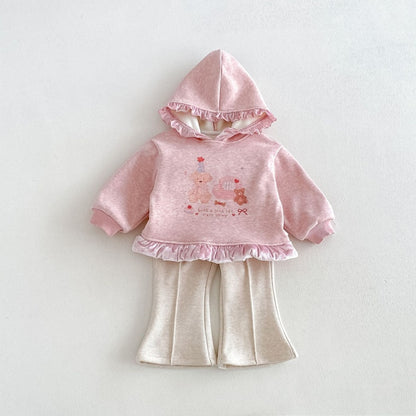 【BABY&KID】冬新作くまプリントトレーナー、フレアパンツSK108524