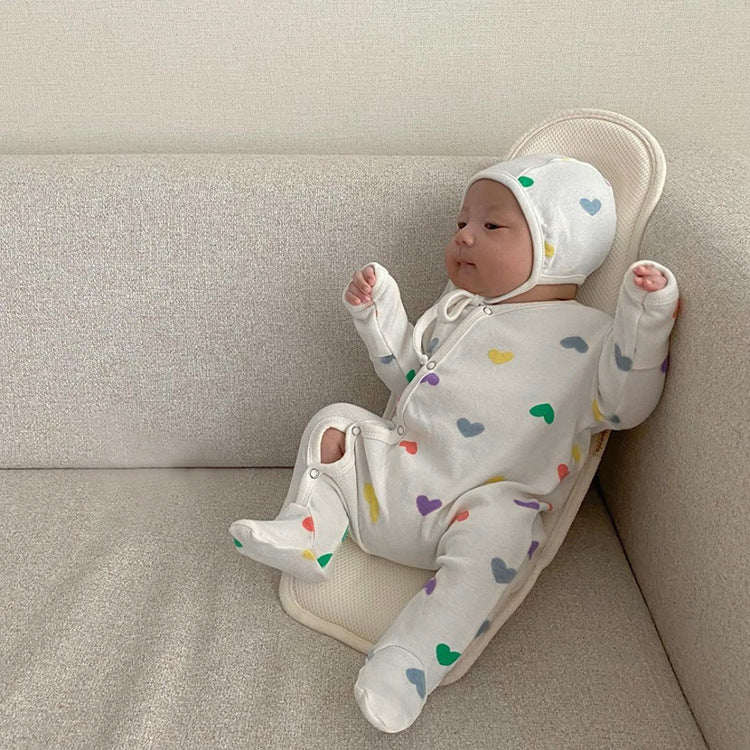 【BABY】カラフルハートロンパース、オールインワン、レギンス、帽SK031904