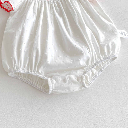 【BABY】夏新作 いちご刺繍ロンパースSK090304
