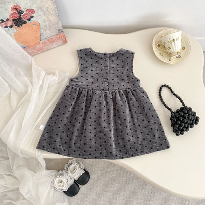 【BABY&KID】冬新作ドット裏起毛ジャンパースカートSK102730