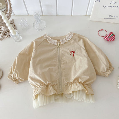 【BABY】蝶結び刺繍チュール縁アウターSK100450