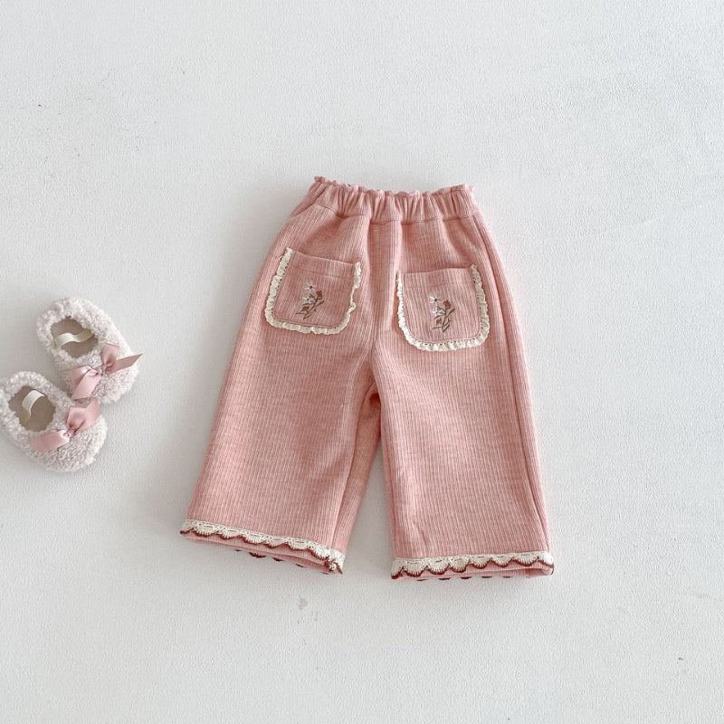 【BABY&KID】冬新作刺繍入りあったかカジュアルパンツSK103028