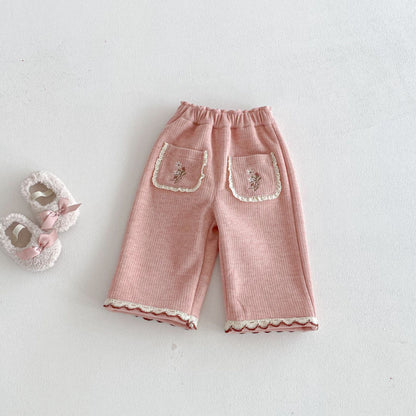 【BABY&KID】冬新作刺繍入りあったかカジュアルパンツSK103028