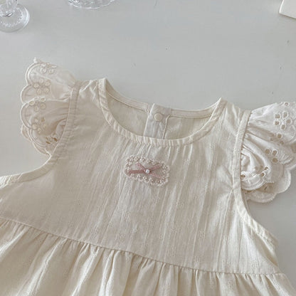 【BABY】フリルベスト&小花柄ロンパース2点セットSK100408