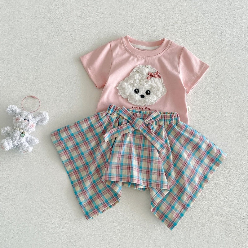 【BABY&KID】夏新作 立体カートゥーンTシャツ、チェックキュロットSK105219