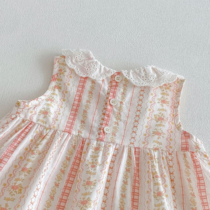 【BABY&KID】夏新作フリル襟小花柄セットアップSK105914