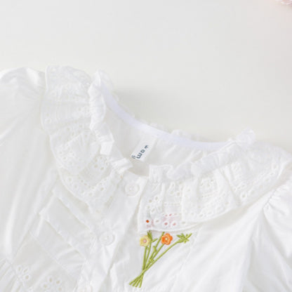 【BABY&KID】夏新作 レース襟お花刺繍ワンピースSKO71109