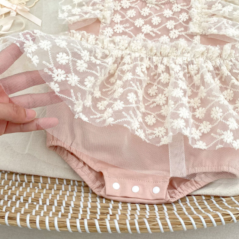 【BABY】夏新作 レース刺繍ロンパースワンピースSK080105