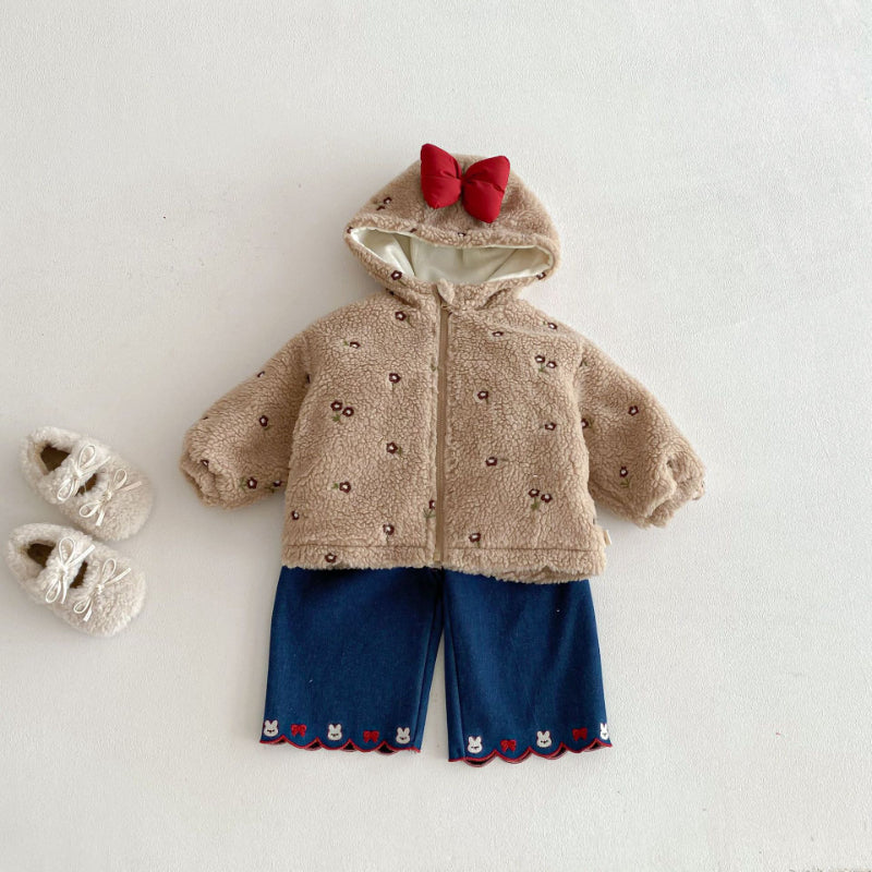 【BABY&KID】冬新作蝶結び＆小花柄キルティングコートSK102904