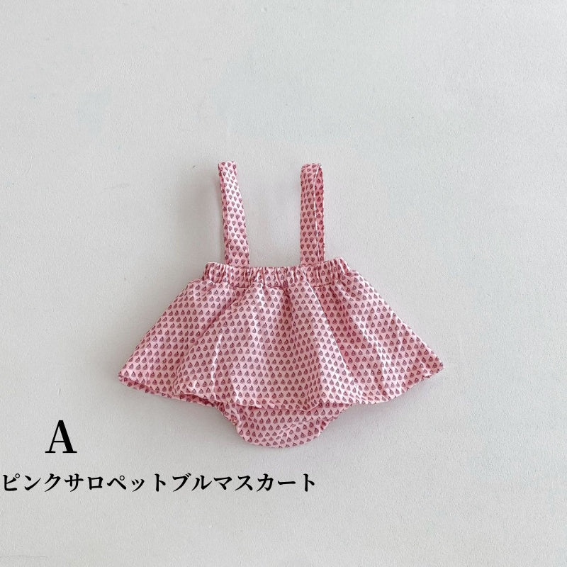 【BABY】花柄サロペットスカート、長袖TシャツSK100331