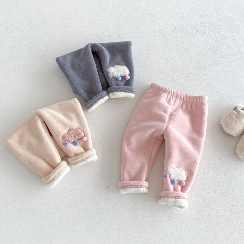 【BABY&KID】冬新作ぽんぽんワッペンあったかレギンスSK103026